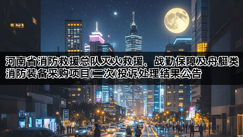 河南省消防救援总队灭火救援、战勤保障及舟艇类消防装备采购项目(二次)投诉处理结果公告